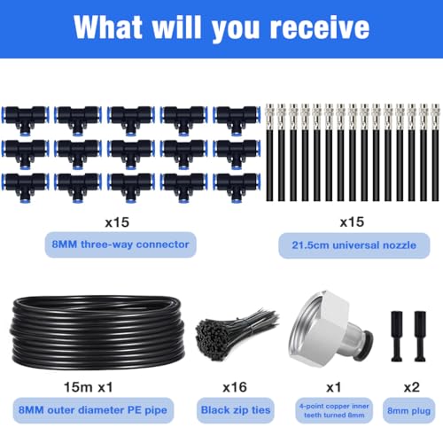HASTHIP® Automatic Garden Watering System Slow Drip Irrigation Kit with Tee Connector Water Dripper for Plants with 15M Long Pipe Outdoor Lawn Equipment 3 PCS HASTHIP® Automatic Garden Watering System Slow Drip Irrigation Kit with Tee Connector Water Dripper for Plants with 15M Long Pipe Outdoor Lawn Equipment 3 PCS